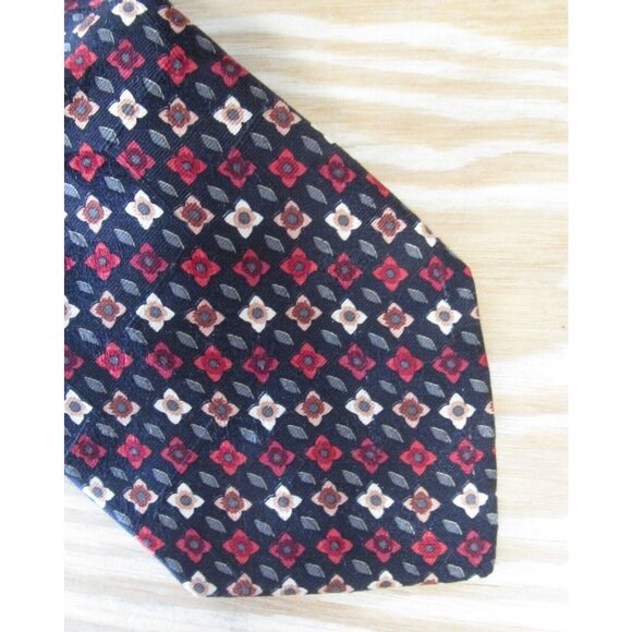 Ermenegildo Zegna Neck Tie Red Silk Floral Formal Business Designer - Picture 1 of 9